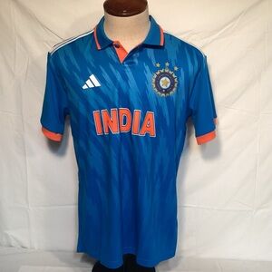 adidas India Cricket ODI Blue and Orange Men's Jersey Size Large NWOT